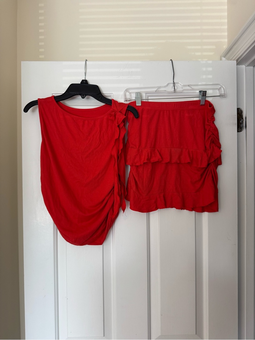 Amazon Red Ruffle Two-Piece Skirt Set